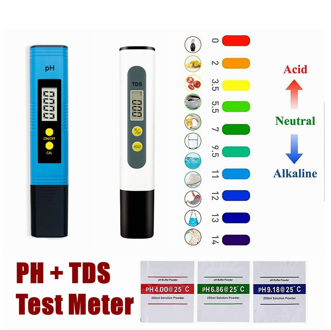 PH TDS Meter Digital Tester Pen Aquarium Pool Water Hydroponics Quality Monitor