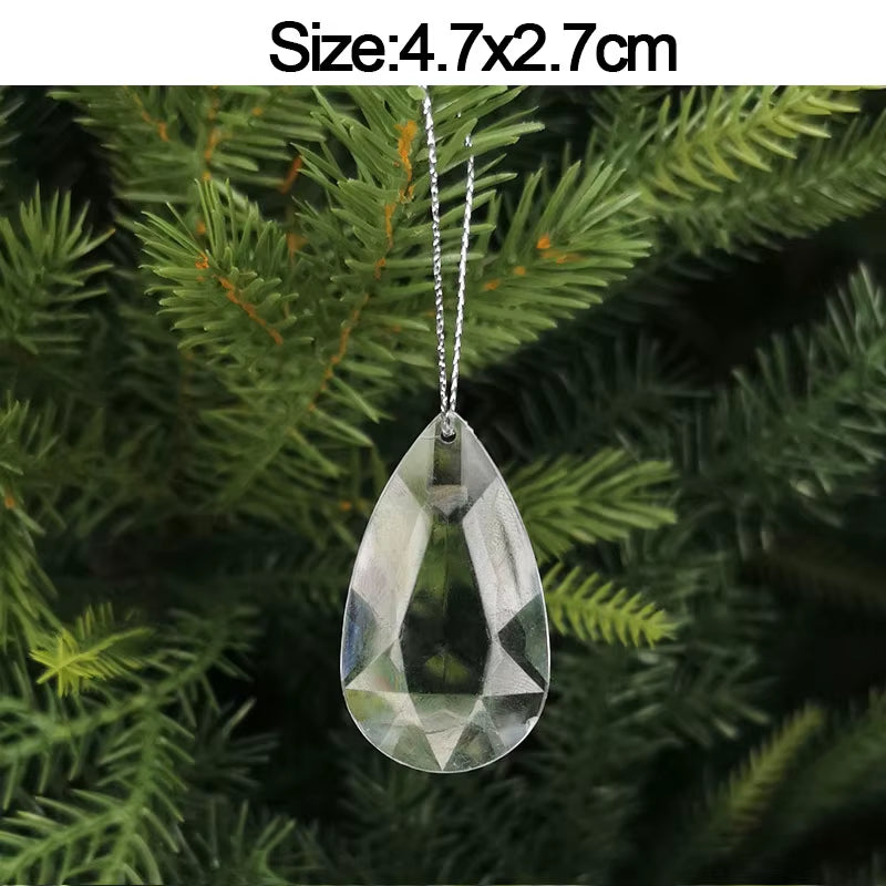 5Pcs Christmas Home Decorations Crystal Acrylic Ornaments Snowflake Elk Xmas Tree Hanging Pendants Navidad 2025 New Year Gift
