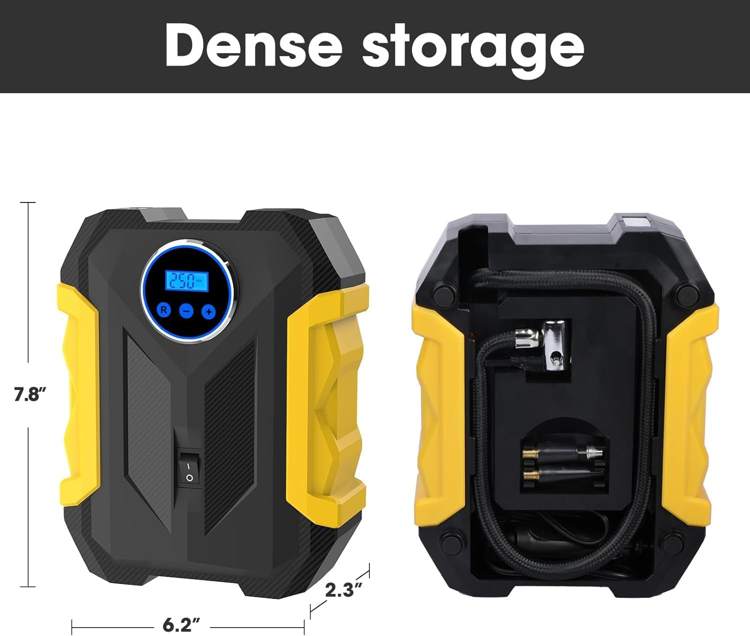 Digital Portable Air Compressor Tire Inflator with LED Light, 12V DC, 150 PSI for Cars, Bicycles, Motorcycles, and Sports Equipment