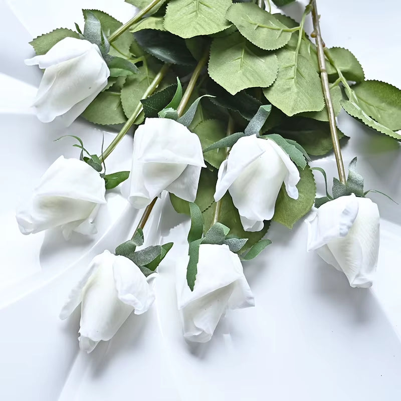 7 Pcs Real Touch Rose Branch Stem Latex Rose Hand Feel Felt Simulation Decorative Artificial Silicone Rose Flowers Home Wedding