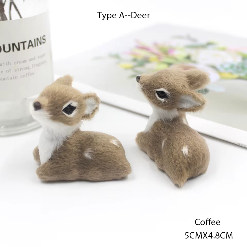 Simulation Christmas Deer Model Favor Xmas Home Decoration Craft Ornaments Display Table Reindeer Elk Animal Miniatures Kid Gift