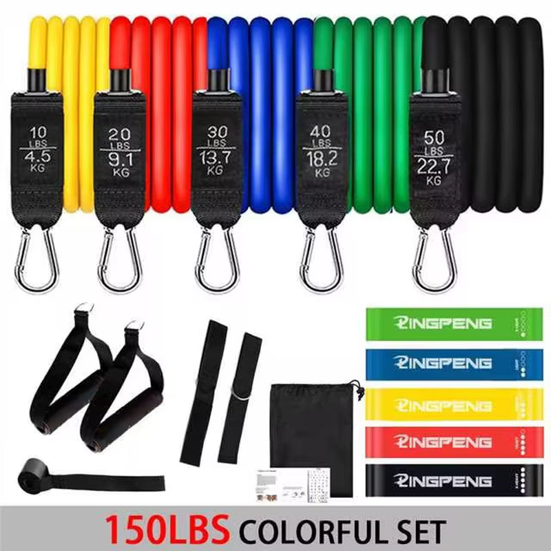 Professional Yoga and Pilates Resistance Band Training Set with Upgraded Elastic Bars