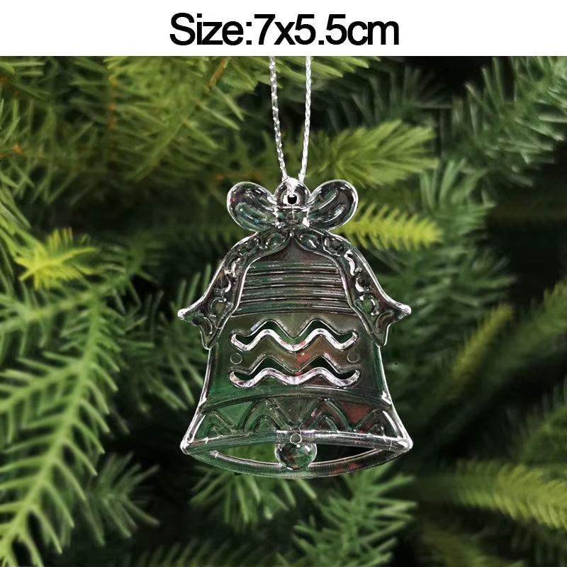 5Pcs Christmas Home Decorations Crystal Acrylic Ornaments Snowflake Elk Xmas Tree Hanging Pendants Navidad 2025 New Year Gift