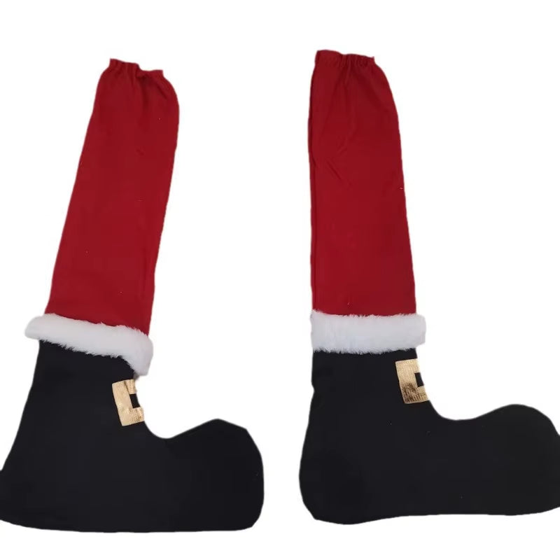 Set of 4 Plush Non-Woven Christmas Table Foot Covers - Decorative Supplies for Restaurants and Bars