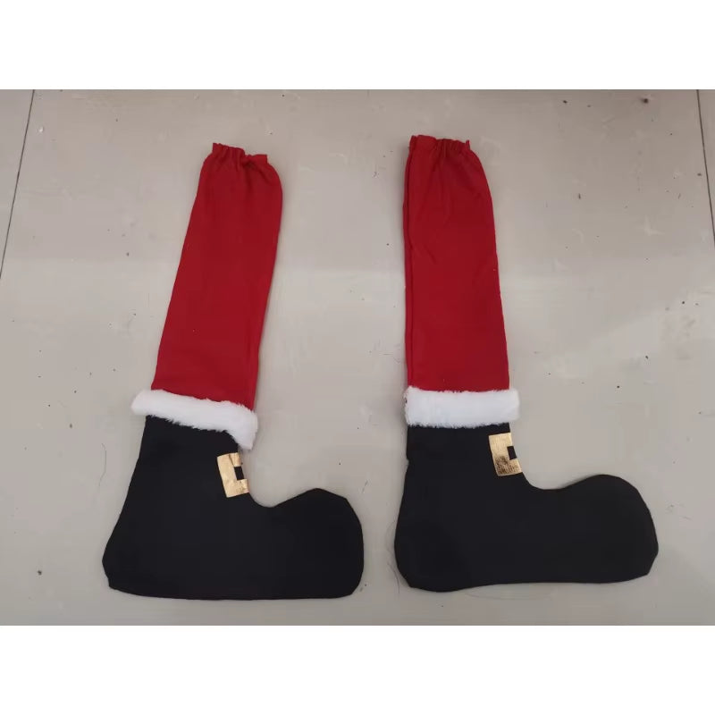 Set of 4 Plush Non-Woven Christmas Table Foot Covers - Decorative Supplies for Restaurants and Bars