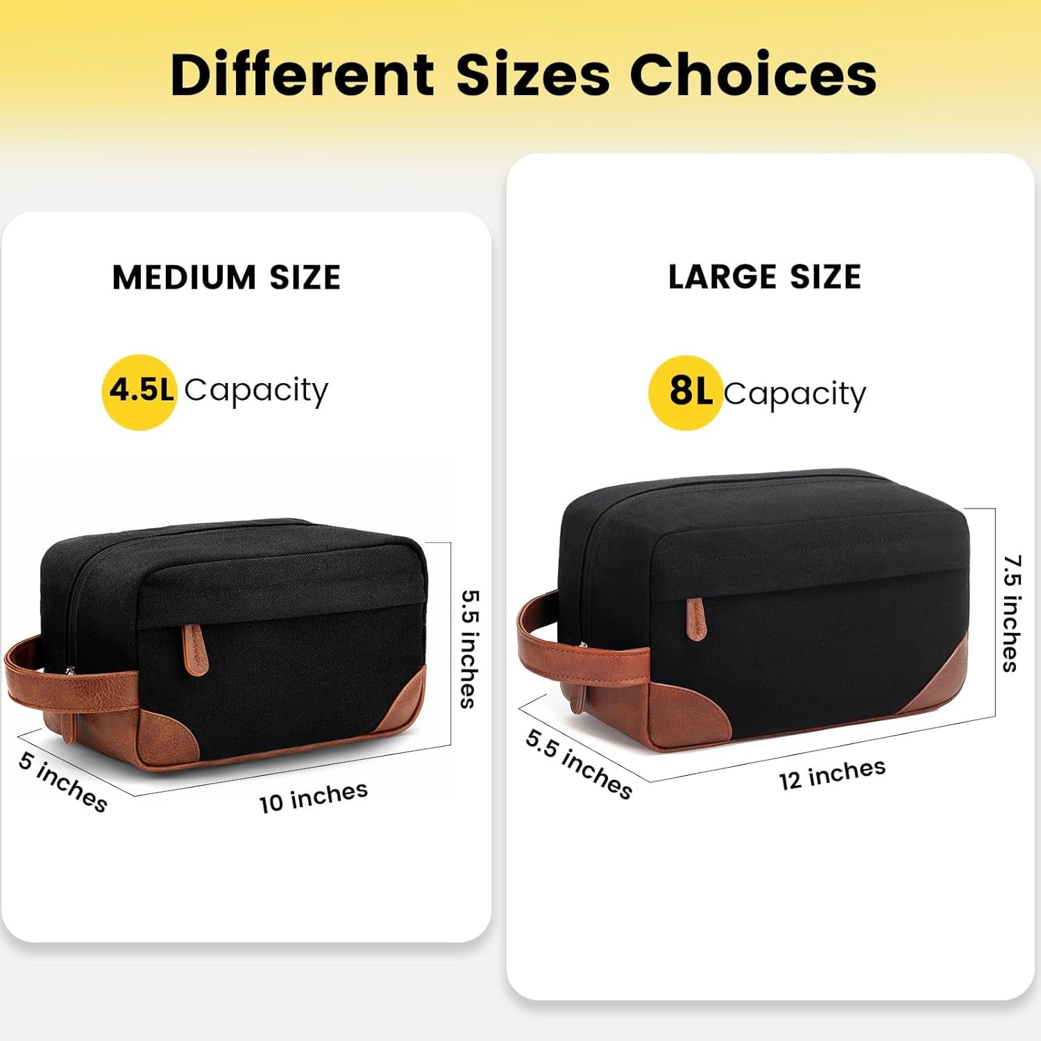 Large Water-Resistant Canvas Hanging Toiletry Bag for Men - Travel Shaving Organizer in Black