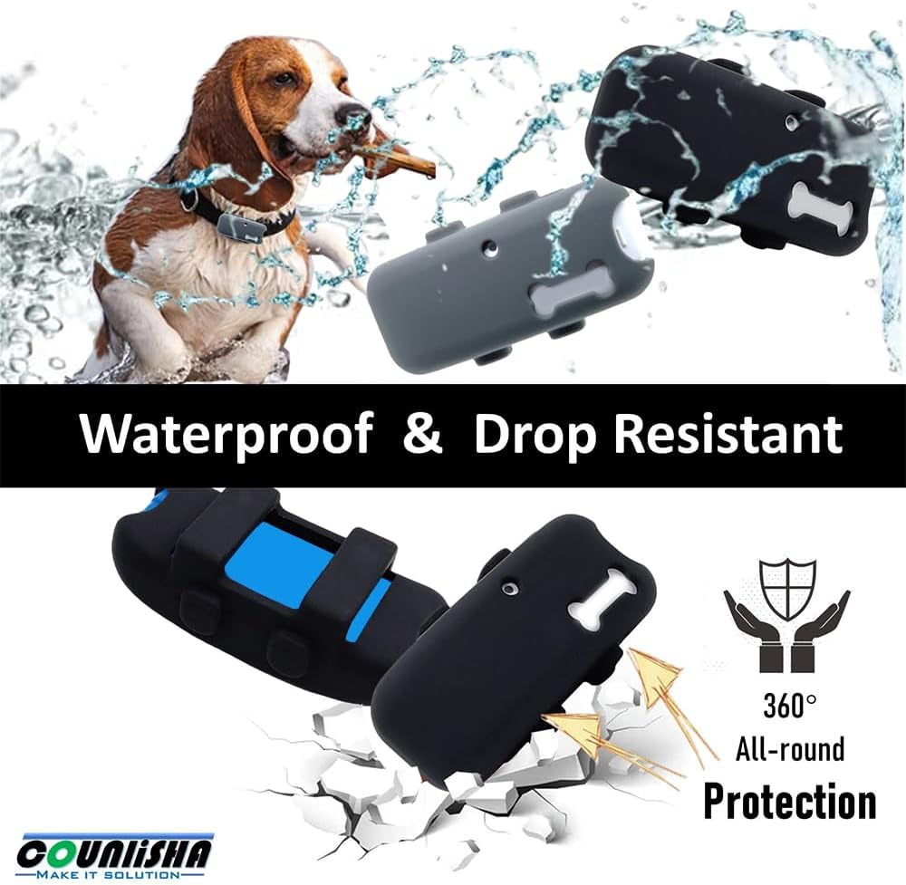 Silicone Holder for Tractive GPS Pet Tracker - 2 Pack Waterproof Rubber Accessories Cover, Anti-Scratch Lightweight Case with Strap for Dog and Cat Collars (Black, Grey)