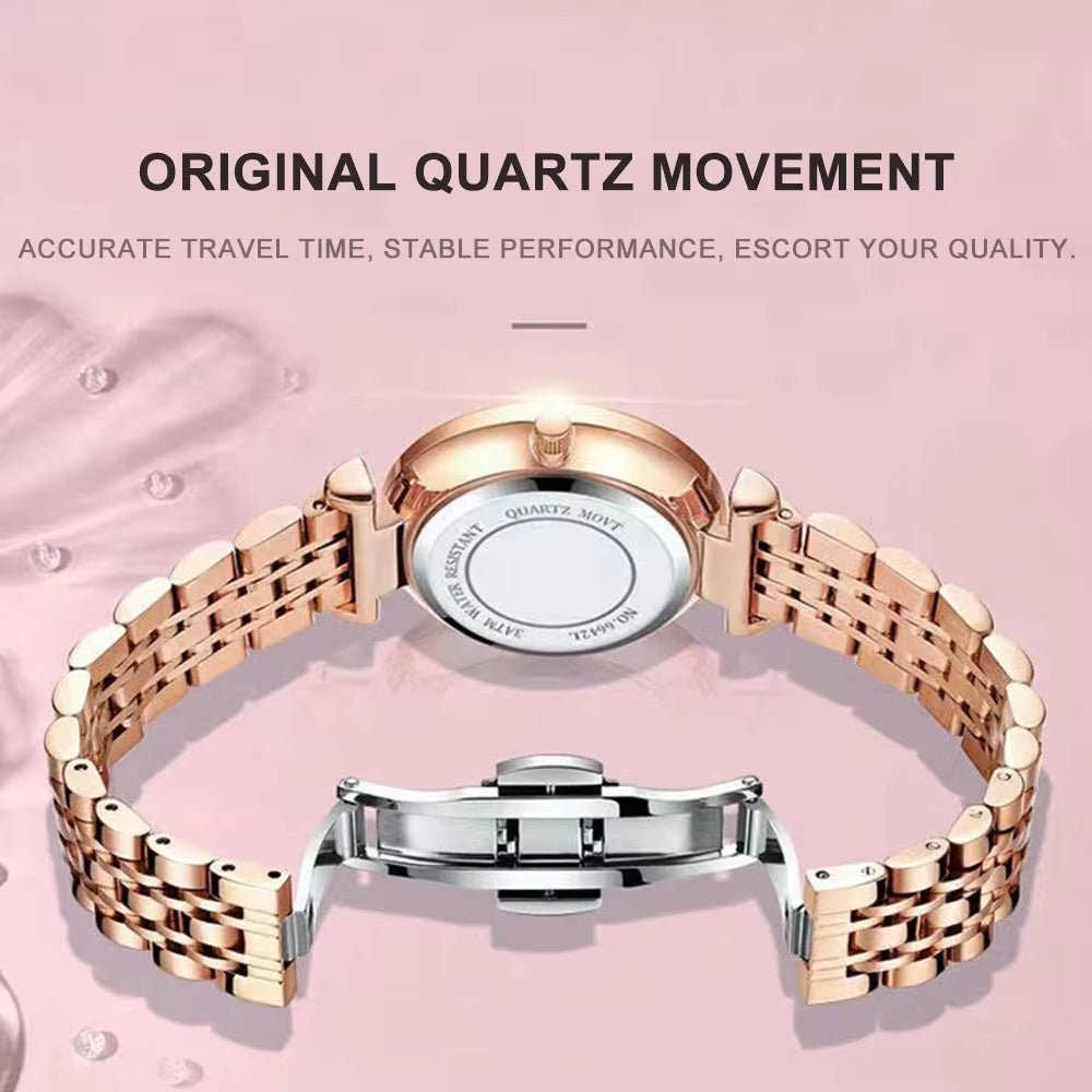 Luxury Women's Wristwatch - Elegant Waterproof Stainless Steel Diamond Quartz Timepiece