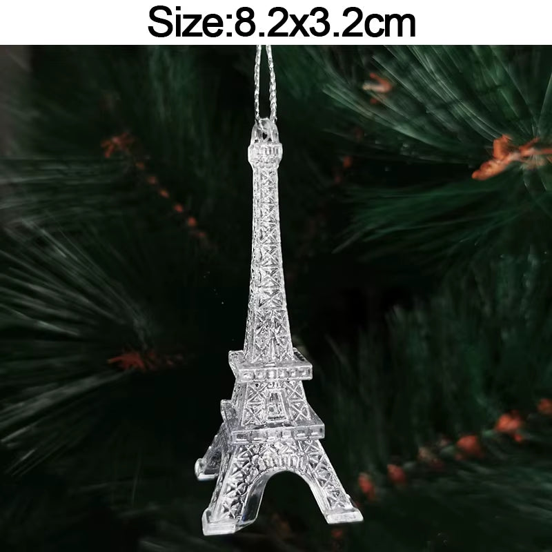 5Pcs Christmas Home Decorations Crystal Acrylic Ornaments Snowflake Elk Xmas Tree Hanging Pendants Navidad 2025 New Year Gift