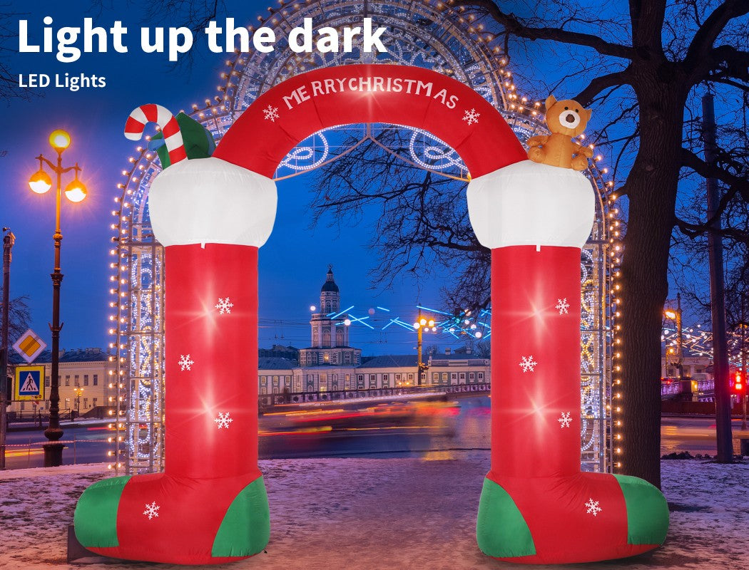 Santaco Giant Christmas Inflatable Arch Way 3M Outdoor Decoration 21 LED Light