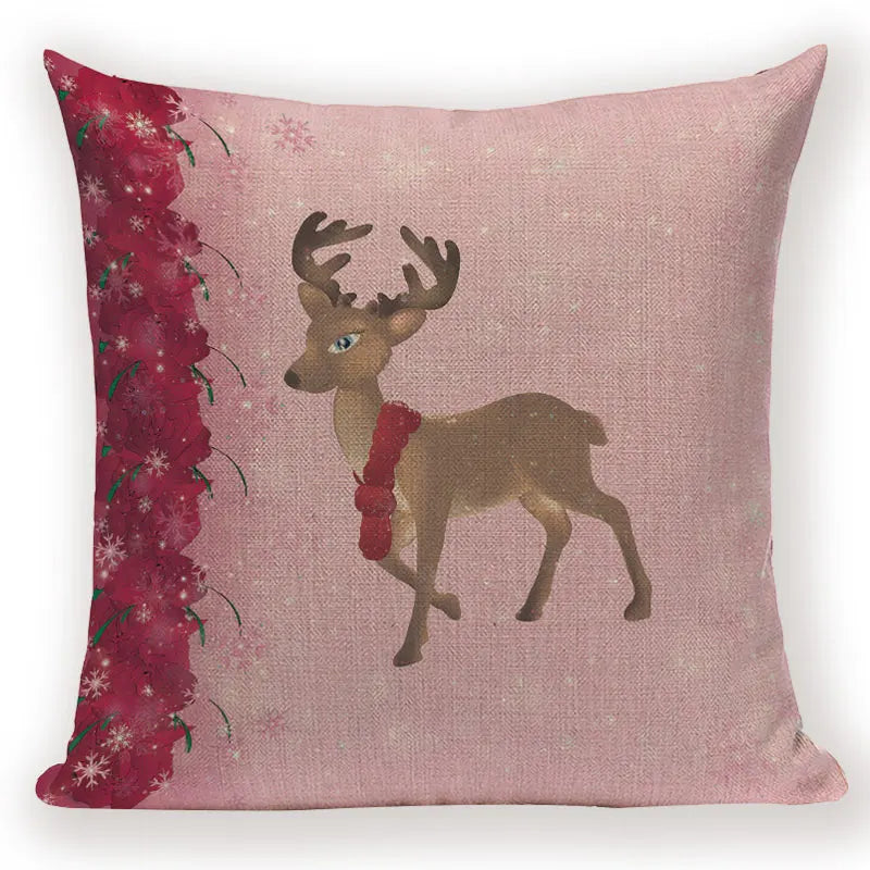 Merry Christmas Cartoon Santa Claus Deer Home Decor Pillows Covers Merry Christmas Gifts for the New Year Adornos De Navidad