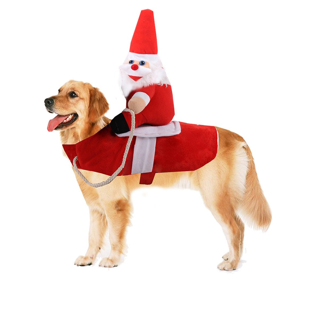 Christmas Santa Pet Costume Dog Cat Funny Riding Suits Holiday Outfit Wears Xmas