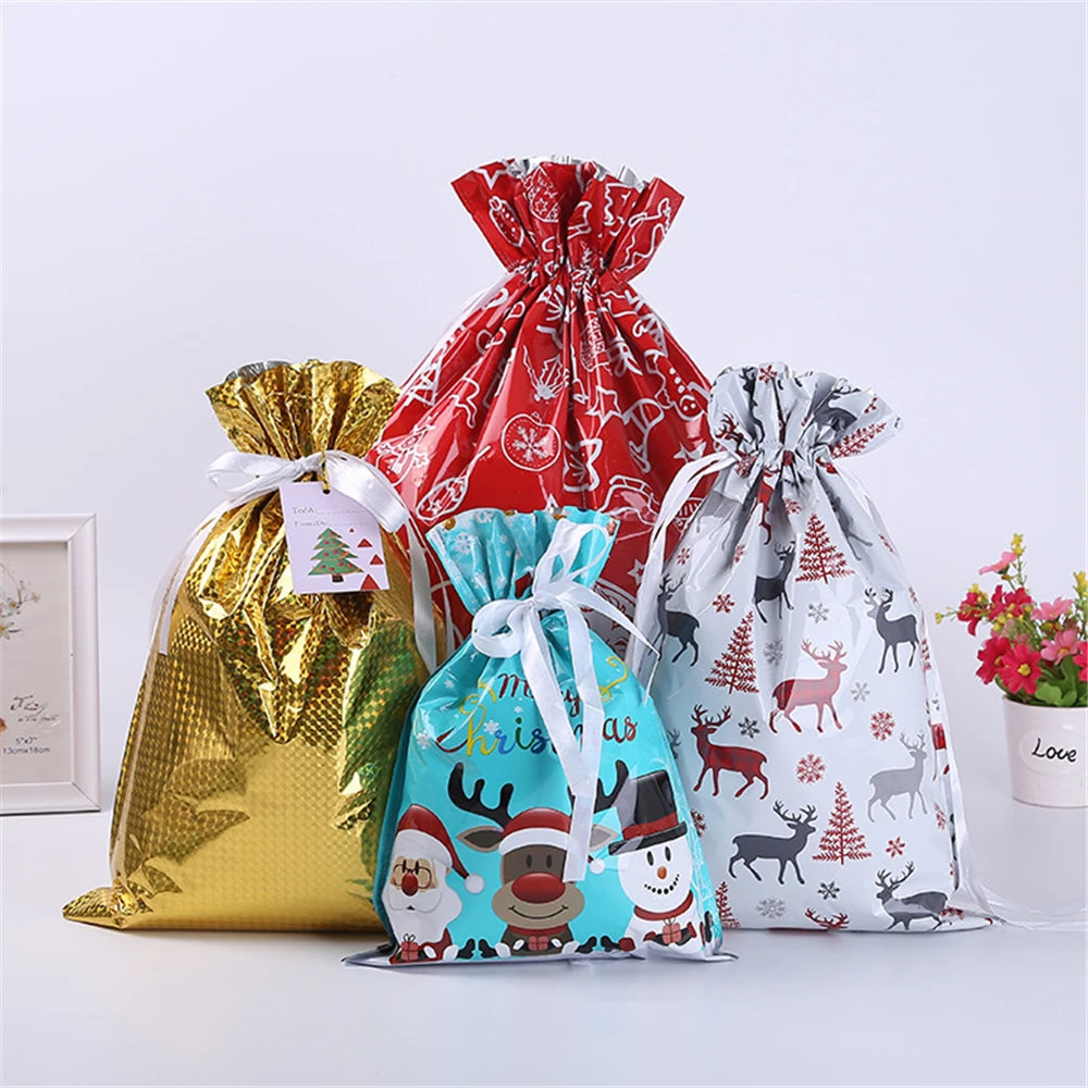Large Storage Capacity 2022 New Year Christmas Sacks Reusable Drawstring Wrap Present Gift Party Bags Storage Gift Wraping