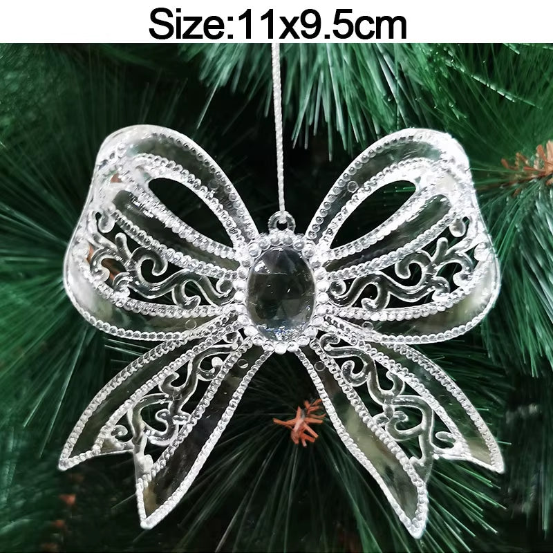 5Pcs Christmas Home Decorations Crystal Acrylic Ornaments Snowflake Elk Xmas Tree Hanging Pendants Navidad 2025 New Year Gift