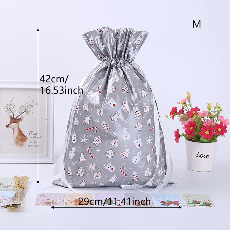Large Storage Capacity 2022 New Year Christmas Sacks Reusable Drawstring Wrap Present Gift Party Bags Storage Gift Wraping