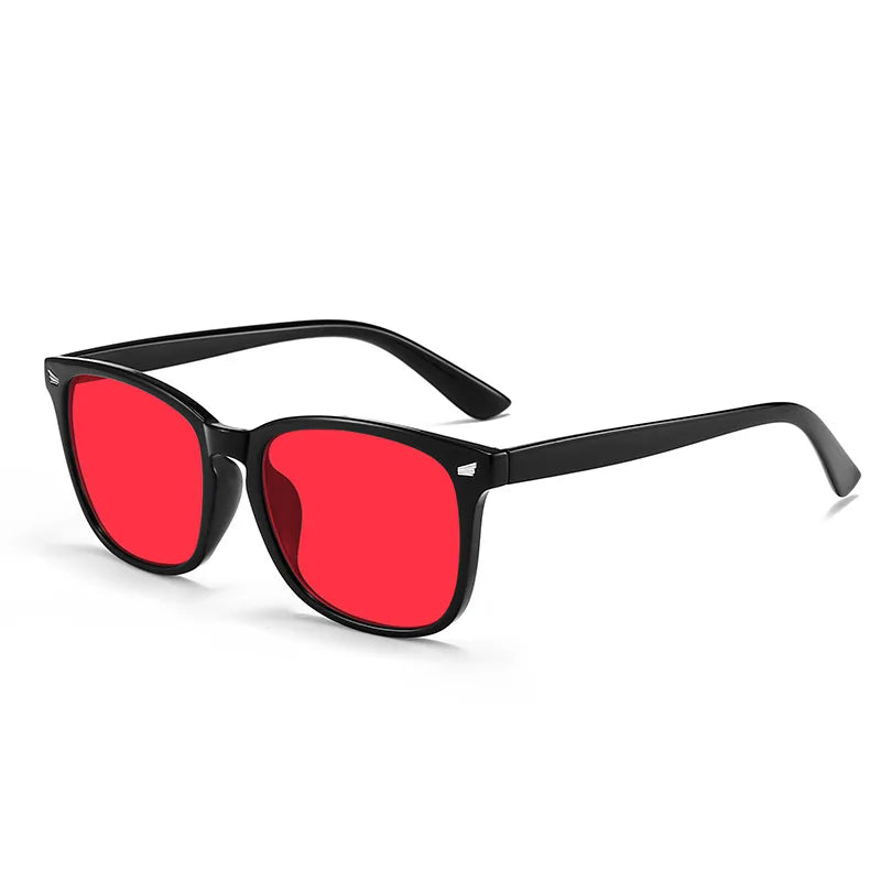 Oversized Red Lens Blue Light Blocking Sleep Glasses with UV Protection and Rice Nail Design