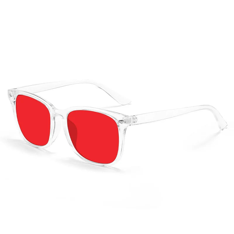 Oversized Red Lens Blue Light Blocking Sleep Glasses with UV Protection and Rice Nail Design