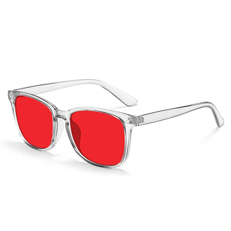 Oversized Red Lens Blue Light Blocking Sleep Glasses with UV Protection and Rice Nail Design