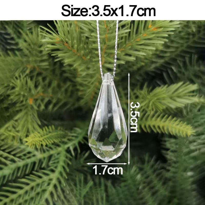 5Pcs Christmas Home Decorations Crystal Acrylic Ornaments Snowflake Elk Xmas Tree Hanging Pendants Navidad 2025 New Year Gift