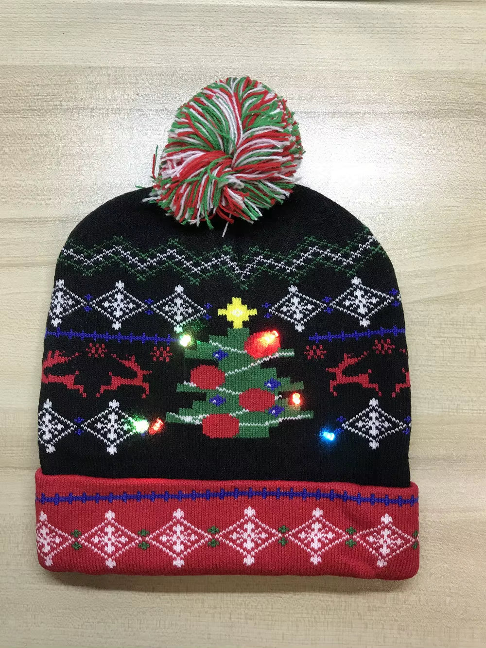 ON SALE! 2024 New Year LED Knitted Christmas Hat Beanie Light up Illuminate Warm Hat for Kids Adults New Year Christmas Decor