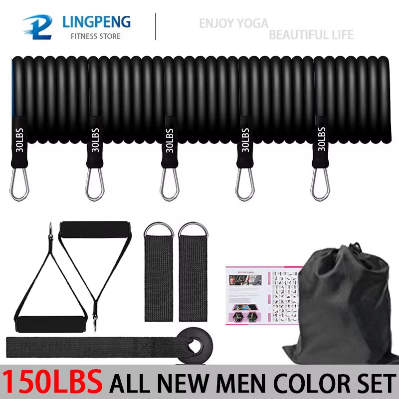 Professional Yoga and Pilates Resistance Band Training Set with Upgraded Elastic Bars