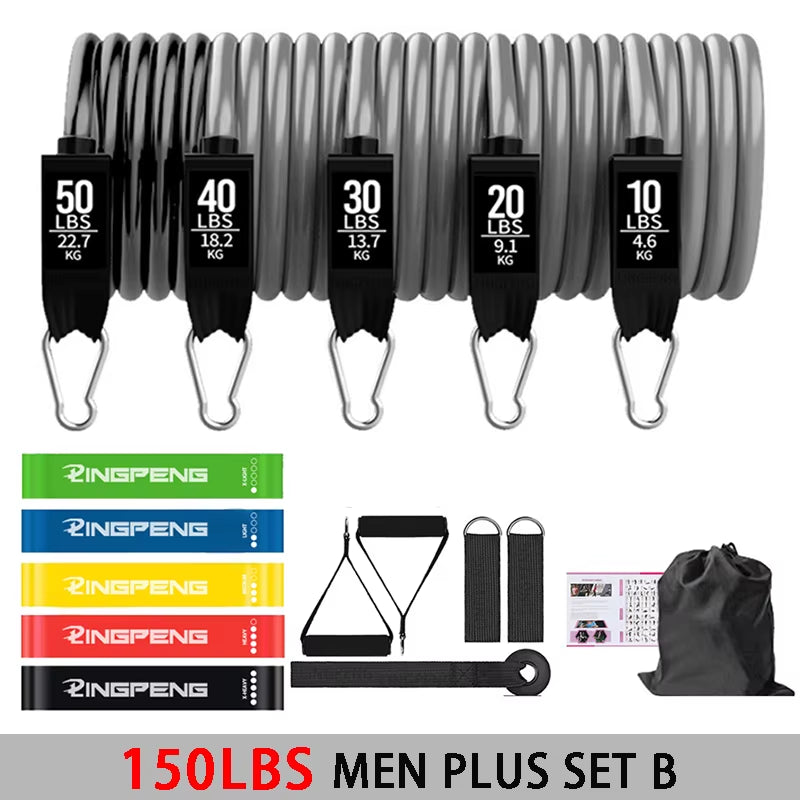 Professional Yoga and Pilates Resistance Band Training Set with Upgraded Elastic Bars