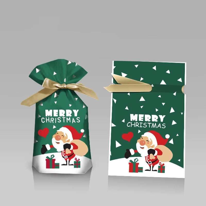 Merry Christmas Candy Bag Santa Gift Bag Snowflake Drawstring Bag Christmas Decorations for Home New Year 2022 Noel Presents