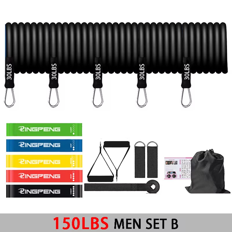 Professional Yoga and Pilates Resistance Band Training Set with Upgraded Elastic Bars