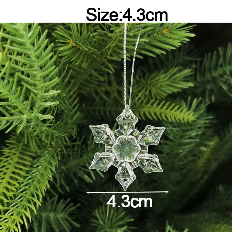 5Pcs Christmas Home Decorations Crystal Acrylic Ornaments Snowflake Elk Xmas Tree Hanging Pendants Navidad 2025 New Year Gift