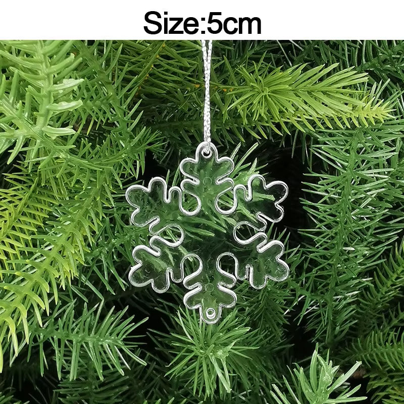 5Pcs Christmas Home Decorations Crystal Acrylic Ornaments Snowflake Elk Xmas Tree Hanging Pendants Navidad 2025 New Year Gift