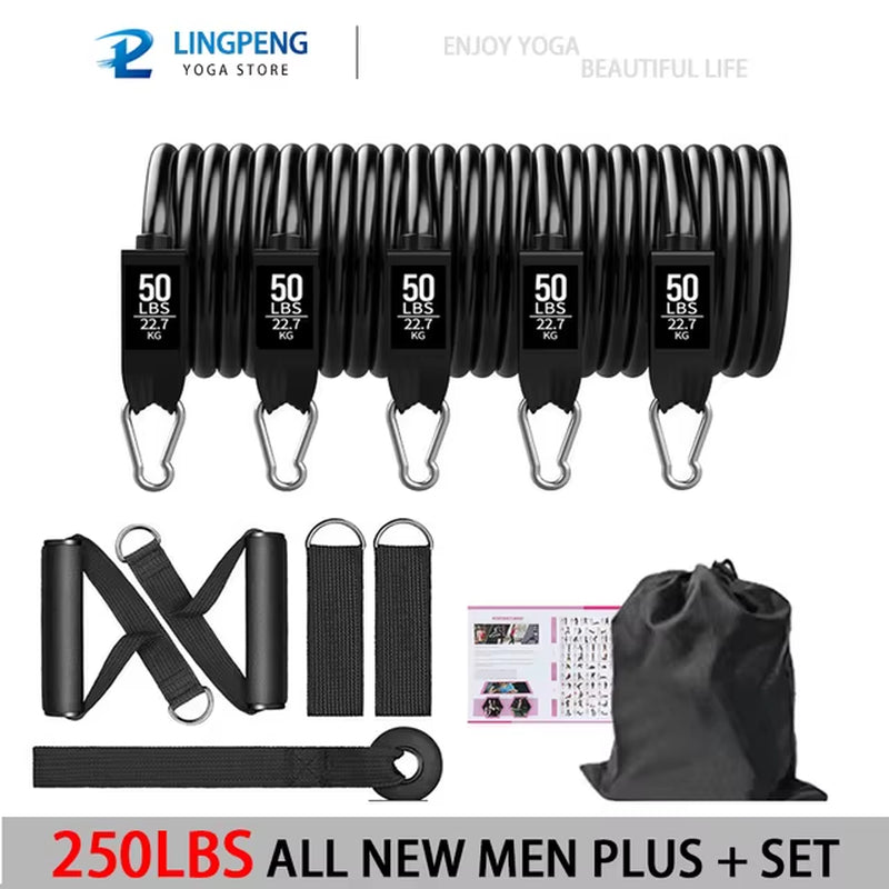 Professional Yoga and Pilates Resistance Band Training Set with Upgraded Elastic Bars