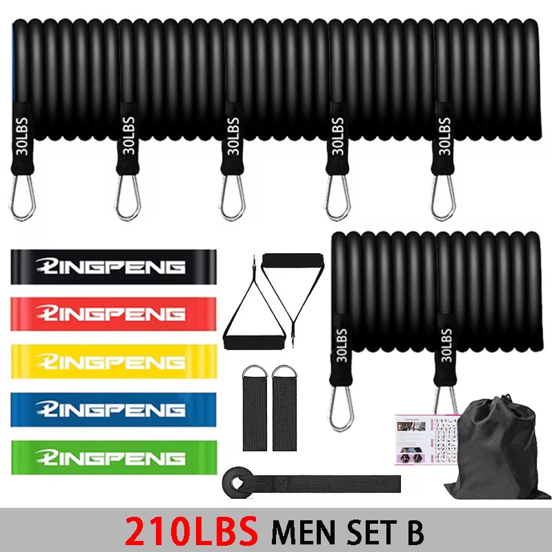 Professional Yoga and Pilates Resistance Band Training Set with Upgraded Elastic Bars