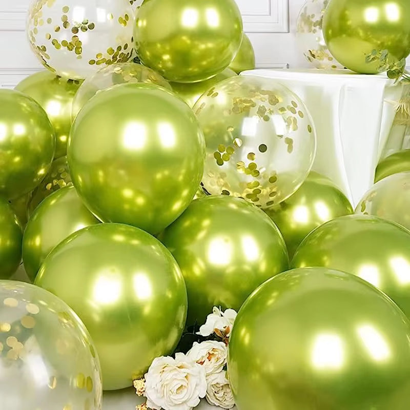 10Pcs 12Inch Pink Balloons Confetti Chrome Metallic Latex Balloon Christmas Baby Shower Birthday Wedding Party Decorations