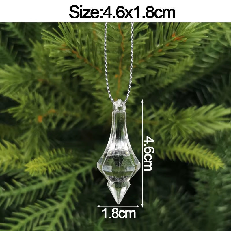 5Pcs Christmas Home Decorations Crystal Acrylic Ornaments Snowflake Elk Xmas Tree Hanging Pendants Navidad 2025 New Year Gift