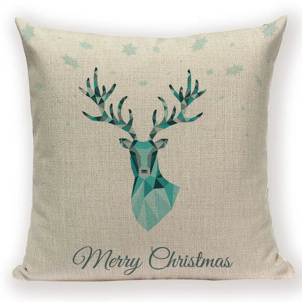 Merry Christmas Cartoon Santa Claus Deer Home Decor Pillows Covers Merry Christmas Gifts for the New Year Adornos De Navidad
