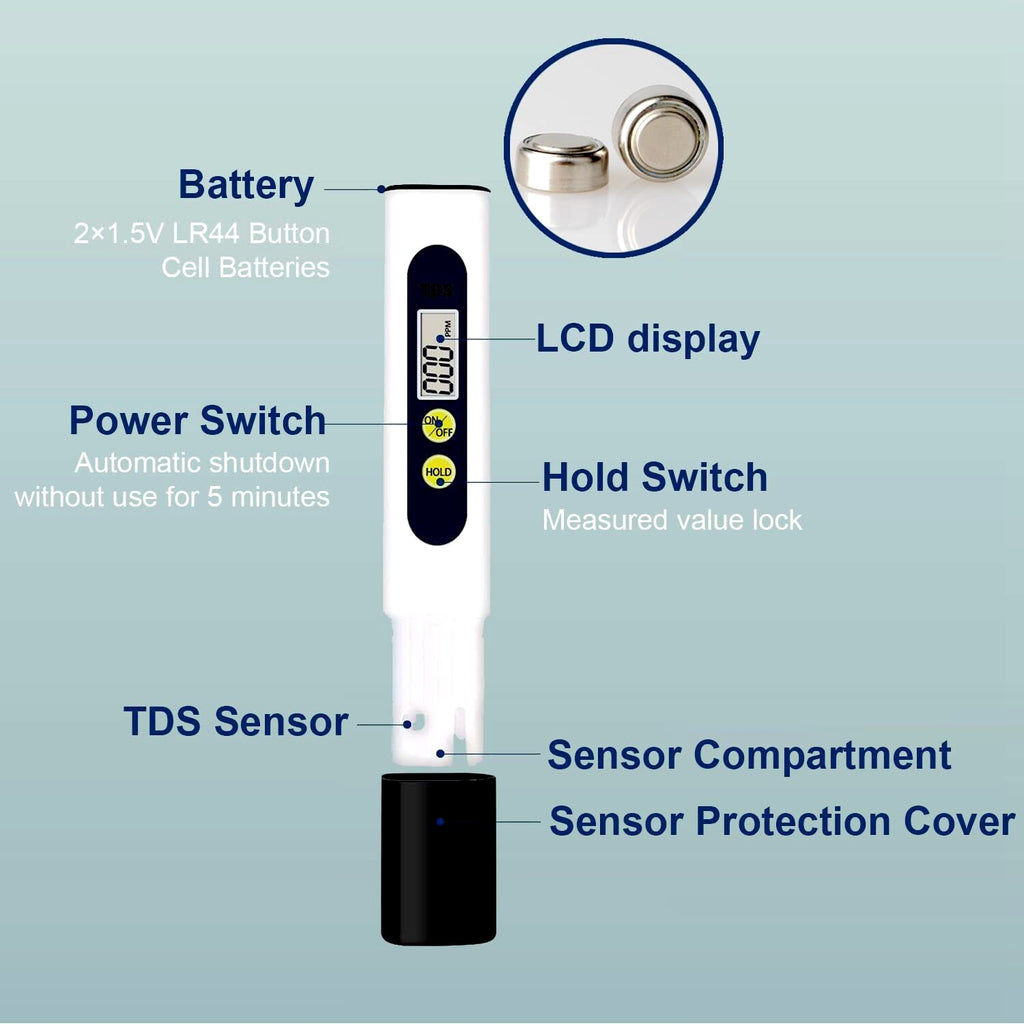 PH TDS Meter Digital Tester Pen Aquarium Pool Water Hydroponics Quality Monitor