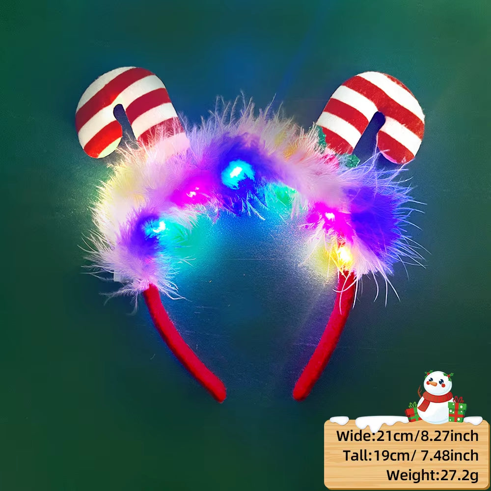LED Christmas Antler Headband Reindeer Light up Headband Luminous Hair Hoop Children Party Costume Cute Xmas Decoration 2024