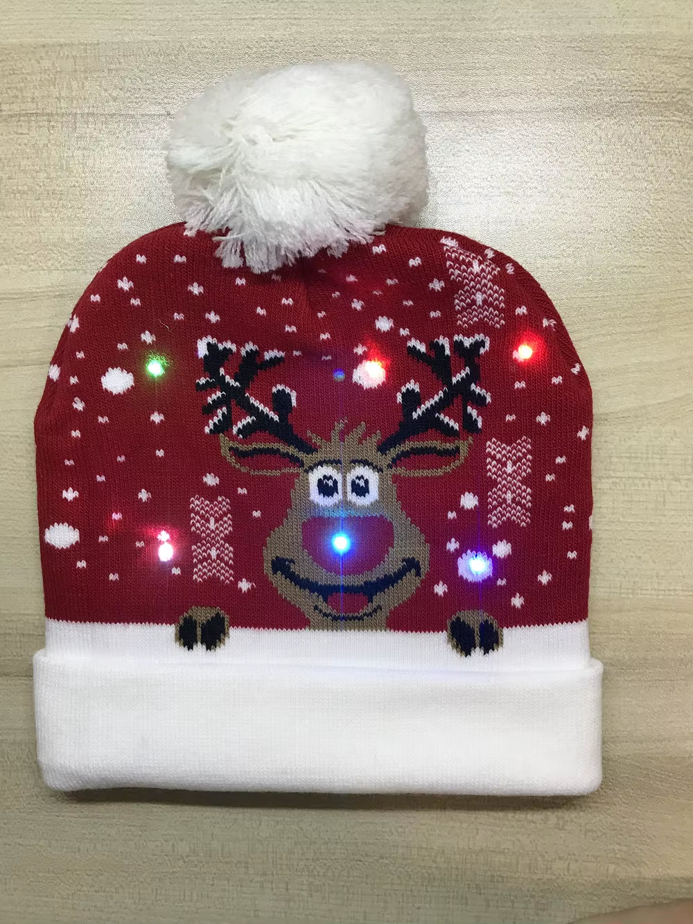 ON SALE! 2024 New Year LED Knitted Christmas Hat Beanie Light up Illuminate Warm Hat for Kids Adults New Year Christmas Decor
