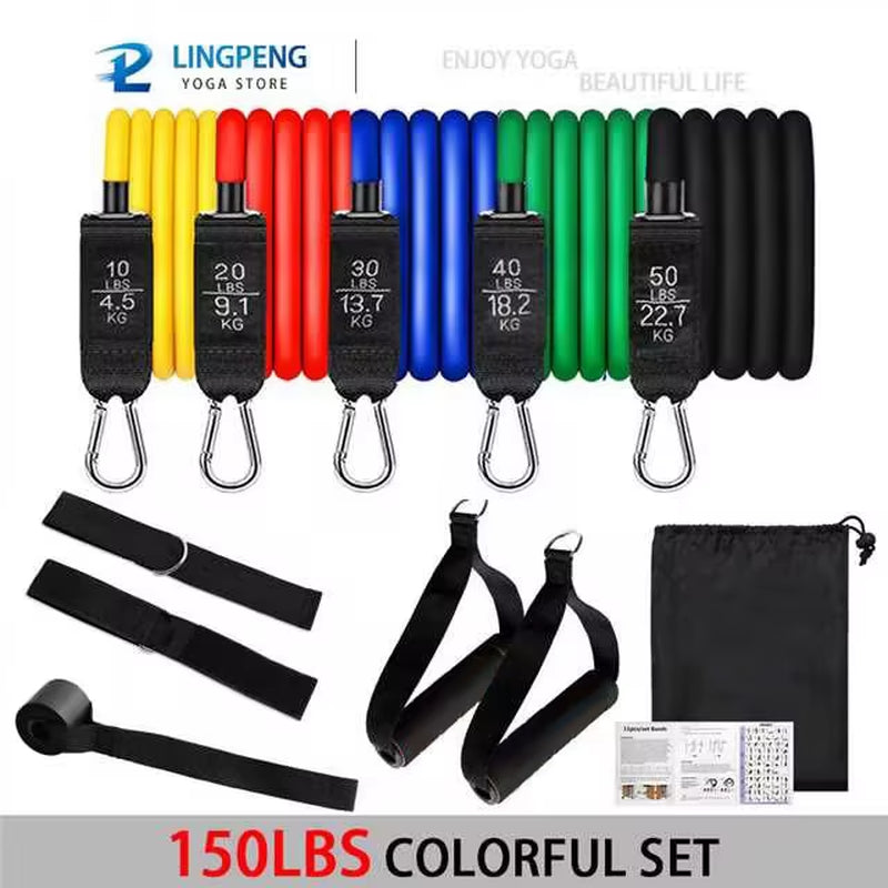 Professional Yoga and Pilates Resistance Band Training Set with Upgraded Elastic Bars