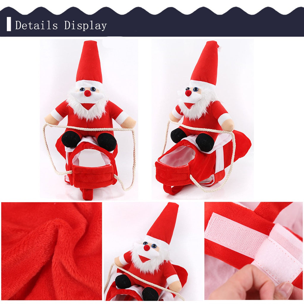 Christmas Santa Pet Costume Dog Cat Funny Riding Suits Holiday Outfit Wears Xmas