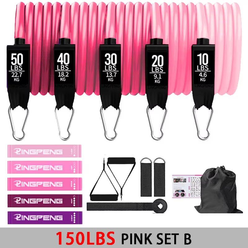 Professional Yoga and Pilates Resistance Band Training Set with Upgraded Elastic Bars