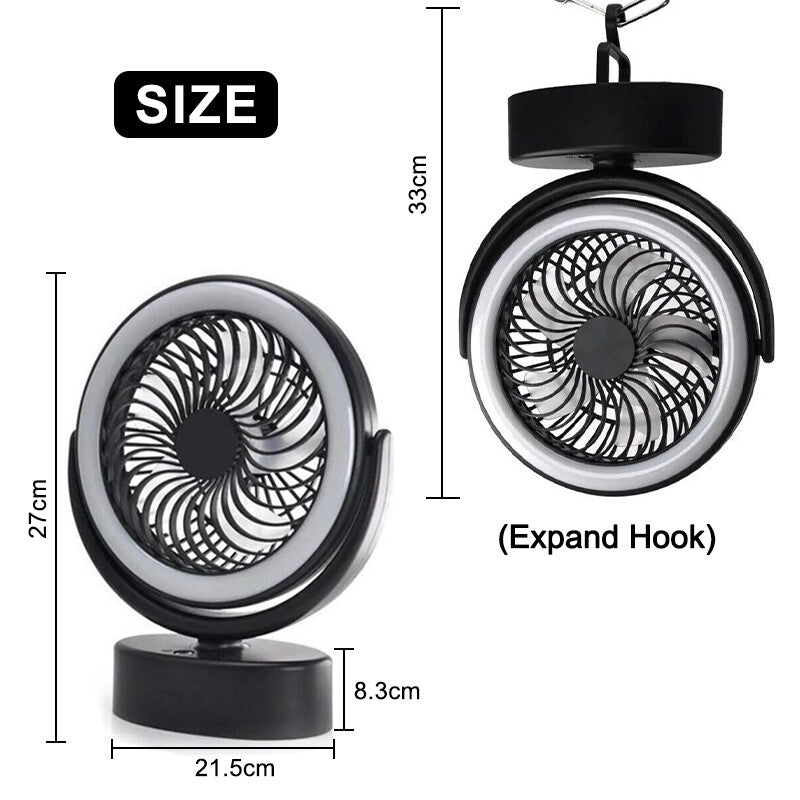 Portable 360° 30Leds Fan Travel Rechargeable USB Clip on Desk Fan with Light Au