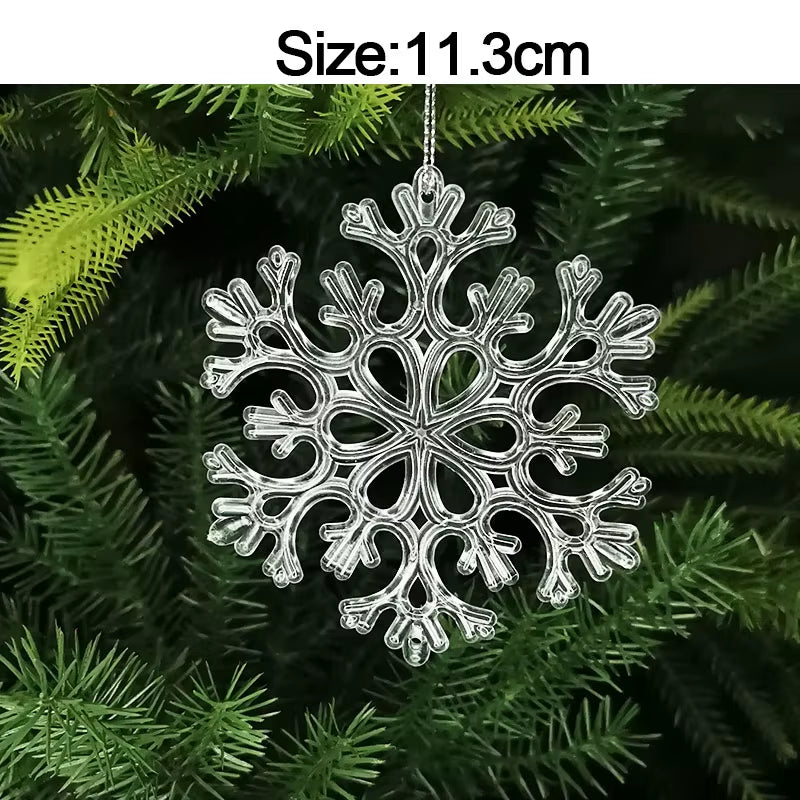 5Pcs Christmas Home Decorations Crystal Acrylic Ornaments Snowflake Elk Xmas Tree Hanging Pendants Navidad 2025 New Year Gift