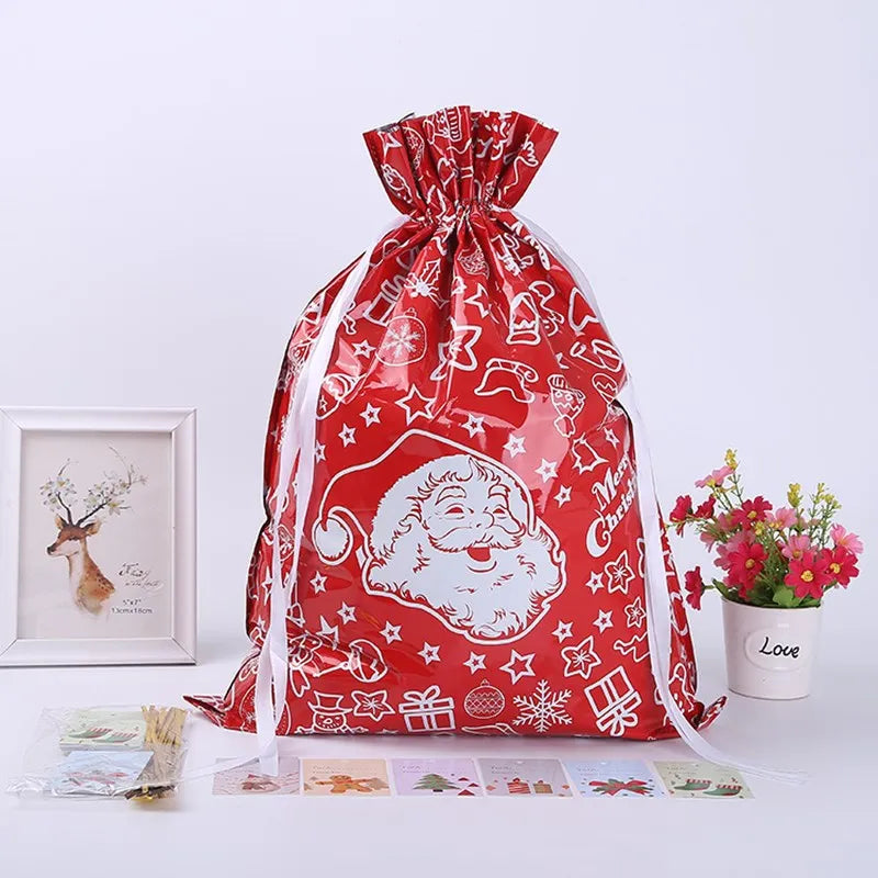 Large Storage Capacity 2022 New Year Christmas Sacks Reusable Drawstring Wrap Present Gift Party Bags Storage Gift Wraping