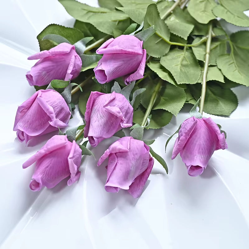 7 Pcs Real Touch Rose Branch Stem Latex Rose Hand Feel Felt Simulation Decorative Artificial Silicone Rose Flowers Home Wedding