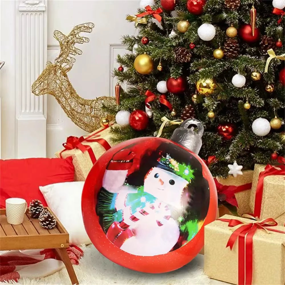 Giant Inflatable Outdoor Christmas Decoration Ball - PVC Xmas Tree Ornament, Non-Lit