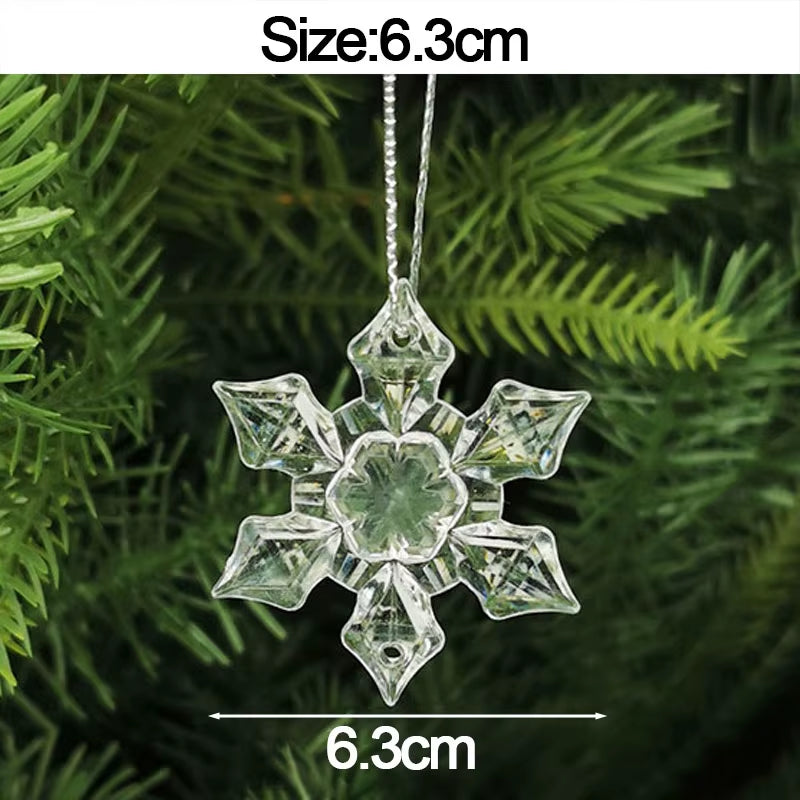 5Pcs Christmas Home Decorations Crystal Acrylic Ornaments Snowflake Elk Xmas Tree Hanging Pendants Navidad 2025 New Year Gift
