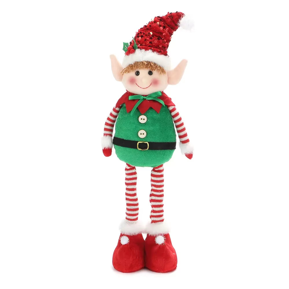 Set of 2 Christmas Hanging Elf Telescopic Doll Ornaments - Ideal Gifts for Children