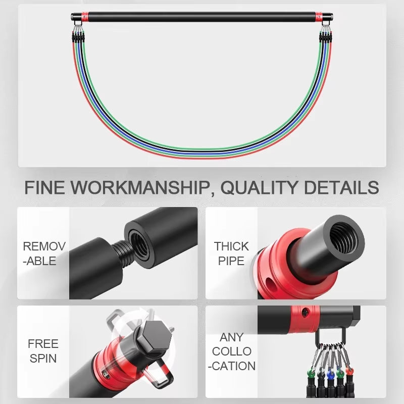 Professional Yoga and Pilates Resistance Band Training Set with Upgraded Elastic Bars