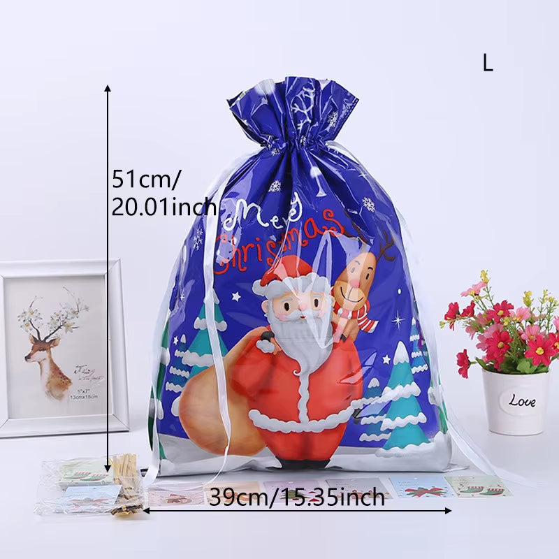 Large Storage Capacity 2022 New Year Christmas Sacks Reusable Drawstring Wrap Present Gift Party Bags Storage Gift Wraping